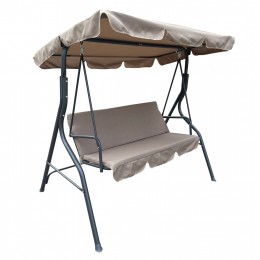 PORCH SWINGER 3-SEATER WITH SUNSHIELD LIKID HM5979.02 METAL GREY- FABRIC IN BROWN 170x110x153Hcm.