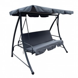 PORCH SWINGER-BED 3-SEATER WITH SUNSHIELD LIKID HM5980.01 METAL FRAME&FABRIC IN GREY 200x120x164Hcm.