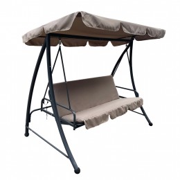 PORCH SWINGER-BED 3-SEATER LIKID HM5980.02 METAL FRAME IN GREY-FABRIC IN LIGHT BROWN 200x120x164Hcm.