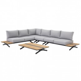 OUTDOOR LOUNGE SET 5PCS MEILANI SM6190 ALUMINUM-EUCALYPTUS WOOD-POLYESTER FABRIC