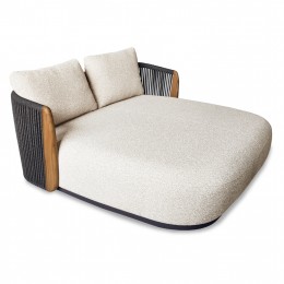 DOUBLE DAYBED AUGUSTUS SM6452.01 ALUMINUM - BEIGE OLEFIN - ROPE - TEAK WOOD ARMS 169x169x71H