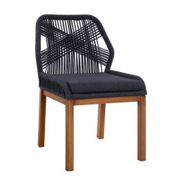 Aluminum chair Bamboo Look with rope grey HM5547.01 56x60x83 cm.