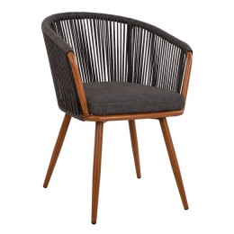 Aluminum Armchair Bamboo Look with rope HM5548.01 60x62x81cm
