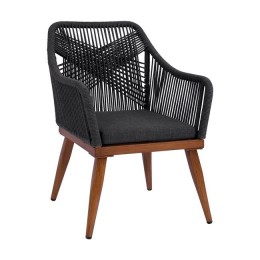 Aluminum armchair Bamboo Look with grey rope HM5549.01 62x63x90 cm