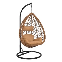 HANGING ARMCHAIR NEST Φ95Χ195Υcm WITH BEIGE WICKER & CUSHIONS HM5677.01