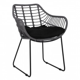 Metallic armchair HM5300.10 Grey matte with wicker 61x64x82cm