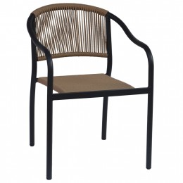 ARMCHAIR ALUMINUM HM5856.02 CHARCOAL GREY WITH PE WICKER ROPE 57x63x80