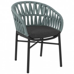 ARMCHAIR ALUMINUM PROFESSIONAL BLACK WITH GREEN ROPE 57x56x78Hcm.HM5857.03