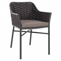 ARMCHAIR ALUMINUM HM5858.01 WITH ROPE- GREY COLOR 56x58x76Hcm.