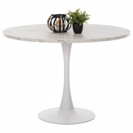 ROUND DINING TABLE ROLLO HM9422.01 MELAMINE IN WHITE MARBLE METAL LEG Φ120x74Hcm.