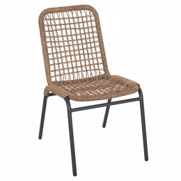 ALUMINUM CHAIR SPANO HM6047 ANTHRACITE FRAME- BEIGE SYNTHETIC RATTAN 46x59x80Hcm.