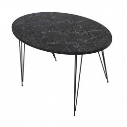 COFFEE TABLE GRANIT HM18177.02 MELAMINE IN BLACK MARBLE LOOK-BLACK METAL LEGS 90x50x42Hcm.