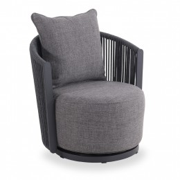 SWIVEL LOUNGE ARMCHAIR LORIEN SM6392.02 CHARCOAL ALUMINUM-ROPE-CUSHIONS 76x74x72H