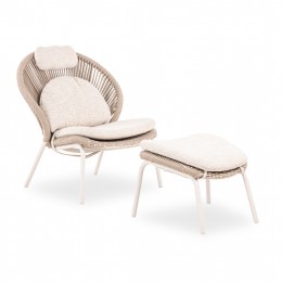 ARMCHAIR WITH FOOTREST RIVEN SM6395.01 IVORY ALUMINUM-BEIGE CUSHION 86.5x89.5x115H