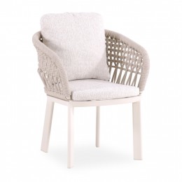 DINING CHAIR LADRIS SM6399.01 IVORY ALUMINUM-BEIGE CUSHIONS 65x66.5x78Hcm