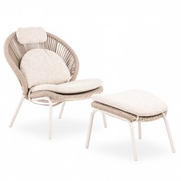 LOUNGE CHAIR WITH FOOTREST TEMPORAL SM6400.01 IVORY ALUMINUM-BEIGE CUSHIONS 83.5x91x115H
