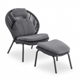 LOUNGE CHAIR WITH FOOTREST TEMPORAL SM6400.02 CHARCOAL ALUMINUM & CUSHIONS 83.5x91x115H