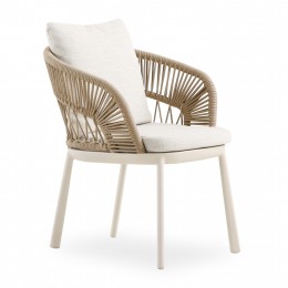 DINING CHAIR SPACER SM6401.01 IVORY ALUMINUM-BEIGE CUSHIONS 64.5x63.5x80Hcm