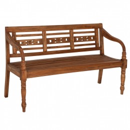 OUTDOOR BENCH HM7903 SOLID MAHOGANY WOOD IN NATURAL WITH BACKREST AND ARMS 148x54x90Hcm.