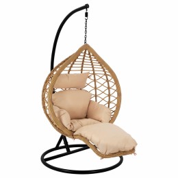 Swings - nests HANGING ARMCHAIR NEST Φ105x195Υcm BEIGE WITH CUSHION HM5755.01