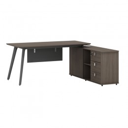 Work reversible desk professional Denith pakoworld charcoal-walnut 160x140x75cm