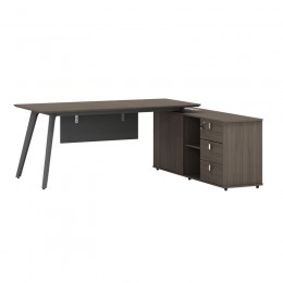 Work reversible desk professional Denith pakoworld charcoal-walnut 180x160x75cm