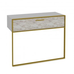 Console PWF-0298 pakoworld in white marble color with golden metal legs 90x38.5x77cm
