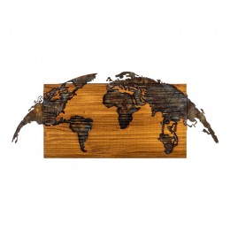 Wall deco Mable pakoworld pine wood in natural color and black metal 83x3x38cm