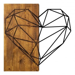 Wall deco Helie pakoworld pine wood in natural color and black metal 58x3x58cm