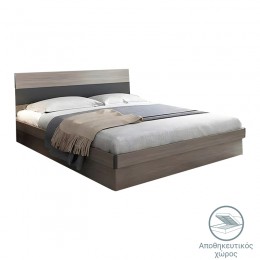 Double storage bed Daizy pakoworld light walnut-grey melamine 150x200cm