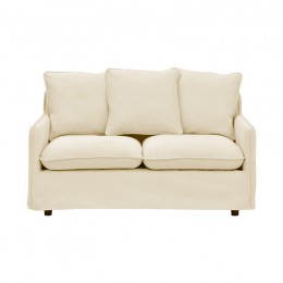 2-seater sofa Interest pakoworld beige fabric with three pillows 140x85x90cm