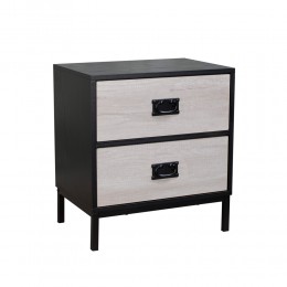 FACTORY NIGHTSTAND 2DRAWERS CHIPBOARD WITH MELAMINE CARTA BLACK OAK METAL SONOMA DECAPE E1 PRC