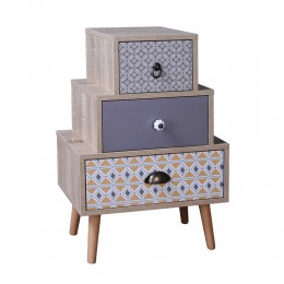 MUSTARD NIGHTSTAND 3DRAWERS CHIPBOARD WITH MELAMINE CARTA SONOMA WITH PATTERN E1 PRC