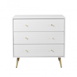 ZIZEL COMMODE 3DRAWERS CHIPBOARD WITH MELAMINE CARTA WHITE WITH PATTERN LACQUERED MDF GOLD E1 PRC