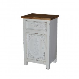 SYROS NIGHTSTAND 1DOOR 1DRAWER SOLID WOOD MANGO WHITE NATURAL IN