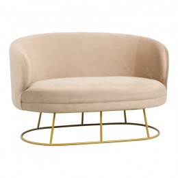 2 seat sofa Rony pakoworld velvet beige-golden metal leg 135x75x85cm