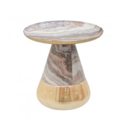 Coffe table Boundar Inart grey-gold metal-glass D50x49cm