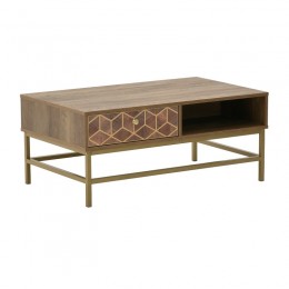 Coffee table Brilo Inart brown-gold wood 101x59x43cm
