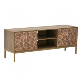 TV cabinet Brilo Inart brown-gold wood 145x39x55cm
