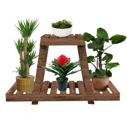 Plant shelf-stand unit Tisa pakoworld wooden brown 75x25x49cm