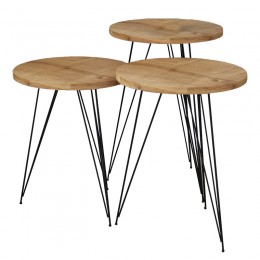 Coffee table Merci pakoworld set 3pcs in natural-black color