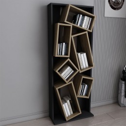 Bookcase Jamey pakoworld sonoma-black 60x24x153,6cm