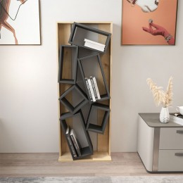 Bookcase Jamey pakoworld natural-dark grey 60x24x153,6cm