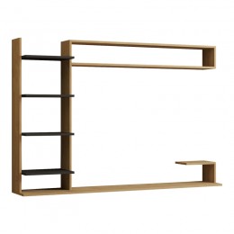 Dilan pakoworld composite living room wall unit in oak-anthracite shade 180x29.60x121.80cm