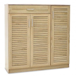 Shoe storage cabinet Sante pakoworld with 3 doors and a drawer for 30 pairs of shoes in sonoma colour 120x37x123