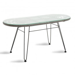 Naoki pakoworld table metal black-pe grey-glass 100x45x46cm