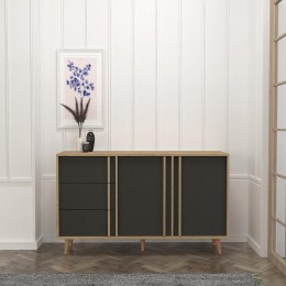 ANDROS Sideboard 160x45x85cm Natural/Charcoal Chipboard/Melamine 14410217