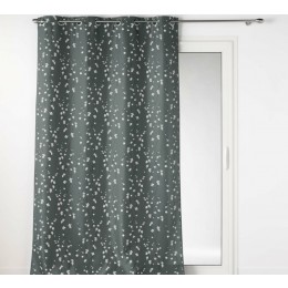 CURTAIN WITH EYELETS 140x280CM APPLIQUE PRINTED POLYESTER SAKURA CHARCOAL GREY 1612106