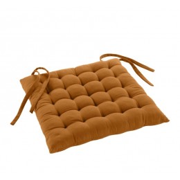 QUILTED CHAIR PAD 38 x 38CM RECYCLED COTTON/POLYESTER CAMEL BROWN 1612172