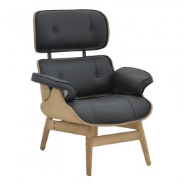 Relax armchair Mirto pakoworld solid wood walnut-PU black 80x80x96.5cm